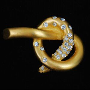 Givenchy Gold Tone Knot Pin With Crystal Accents - Signed